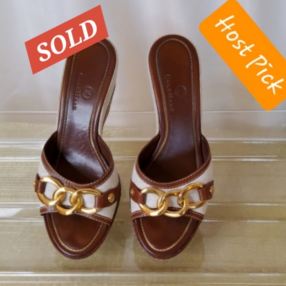Cole Haan Slides with Chain Detail - Picture 1 of 14